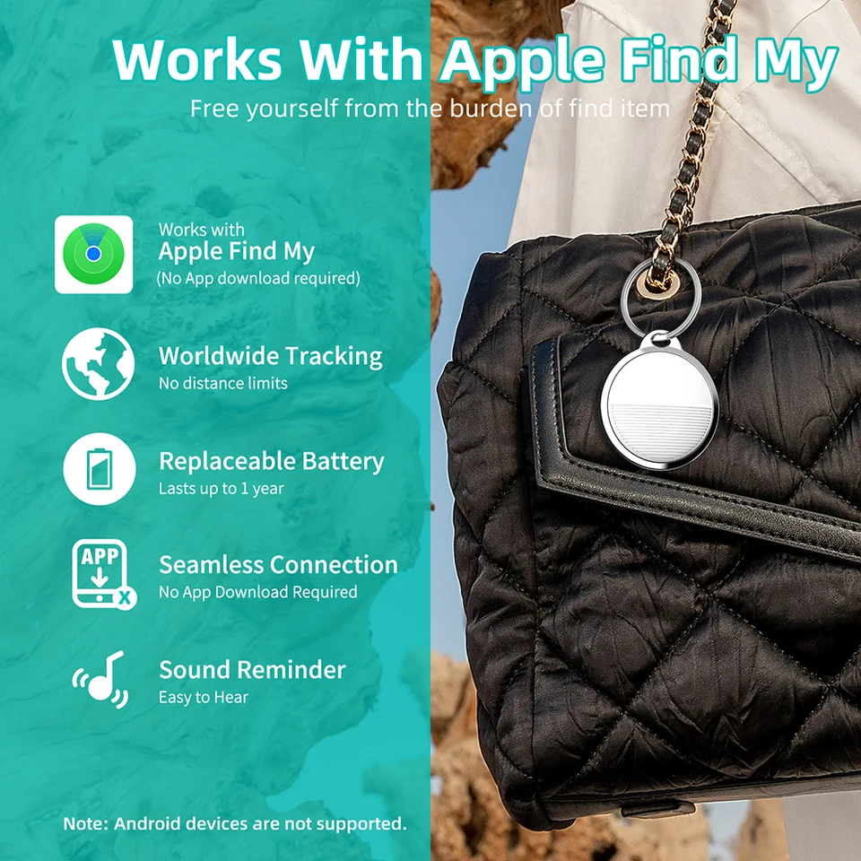 Mini sledovacie zariadenie Bluetooth kompatibilné práce s Apple Nájdite môj GPS Lost Tracker Smart Tag Vyhľadávač vyhľadávača pre systém iOS
