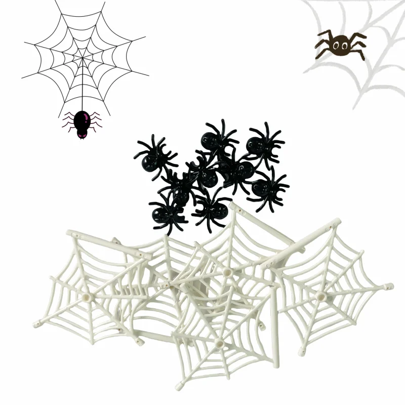 Mini stavebné bloky 9ks pavúk 5ks pavučiny moc diy kreatívne zvieracie lesné dekorácie vzdelávacie narodeniny Halloween Darčeky