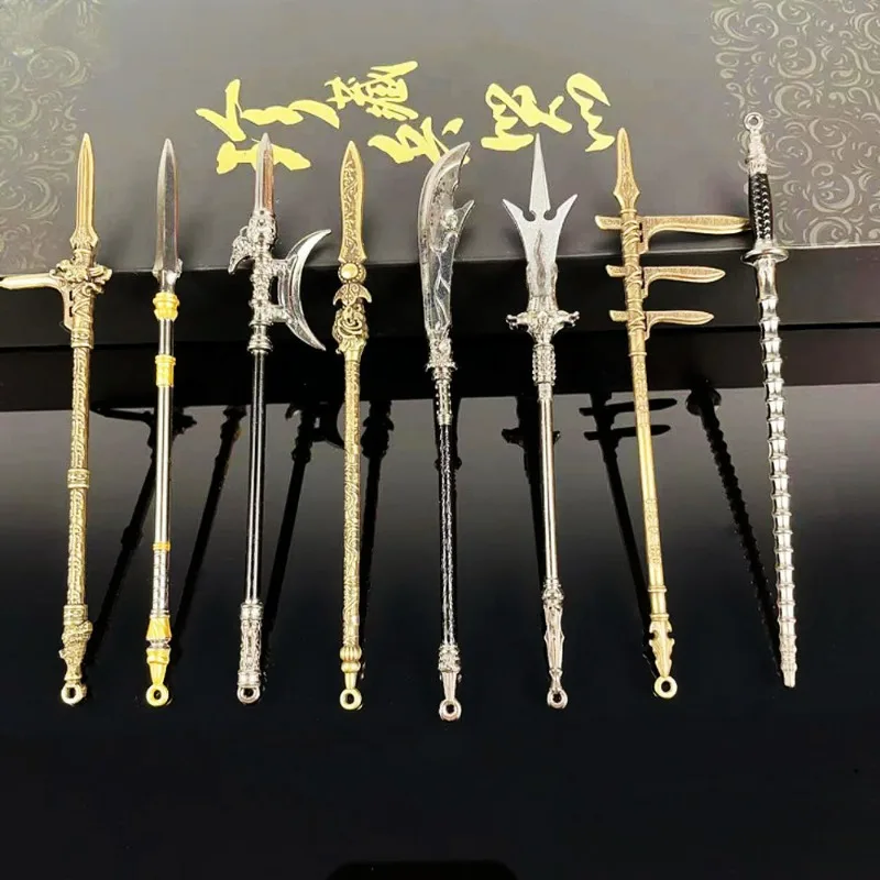 Mini Sword Keychain prívesok 12cm Imitácia Staroveká qin Wang Model meč Cold Weapon Metal Ornament Boy Hračky darčeky
