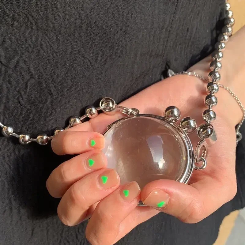 Mini taška Ženy krištáľové kruhové reťazce Flitra móda hasp priehľadná taška na rameno kabelka ornament taška sladká