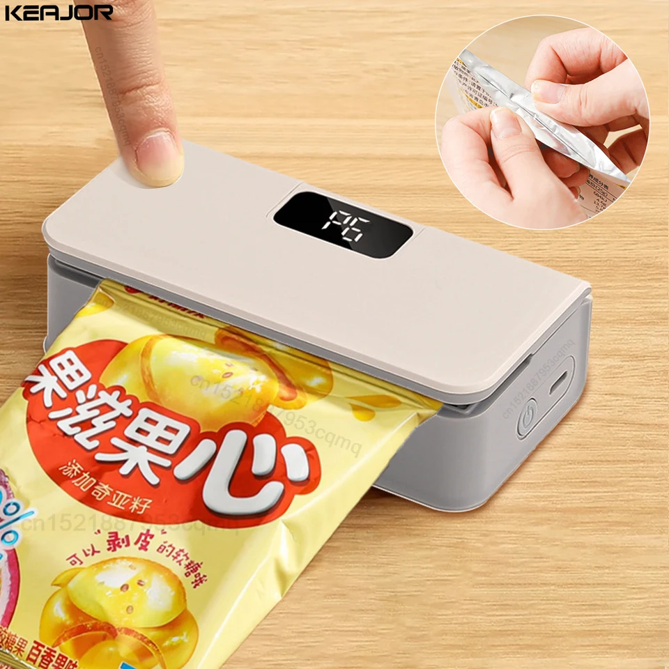 Mini tesniaci stroj 2in1 Plastový vrecko TENEVER USB Nabíjateľné prenosné obaly na potraviny vrecká TENEVER RUČNÉ PLASTNÉ TEHO TEVERATEĽ