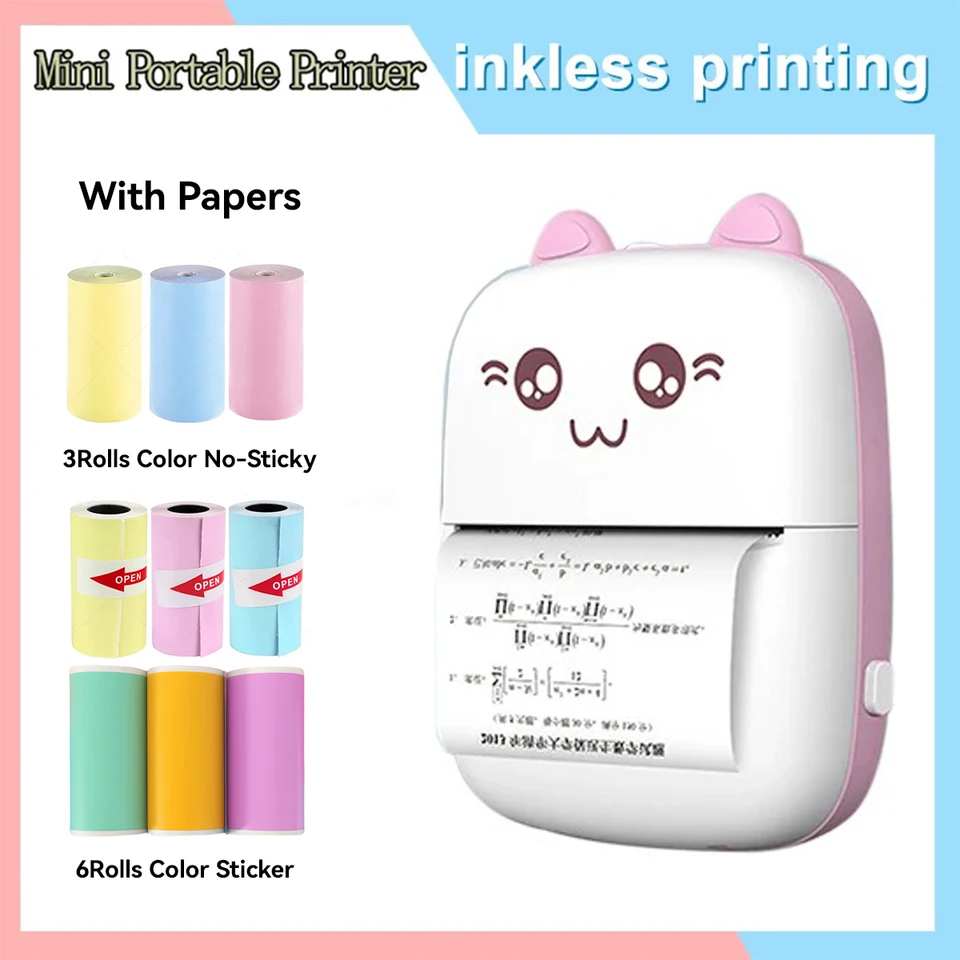 Mini tlačiarna papier mini nálepka papierová tlačiareň Prenosná pre tepelnú tlačiareň pre iPhone