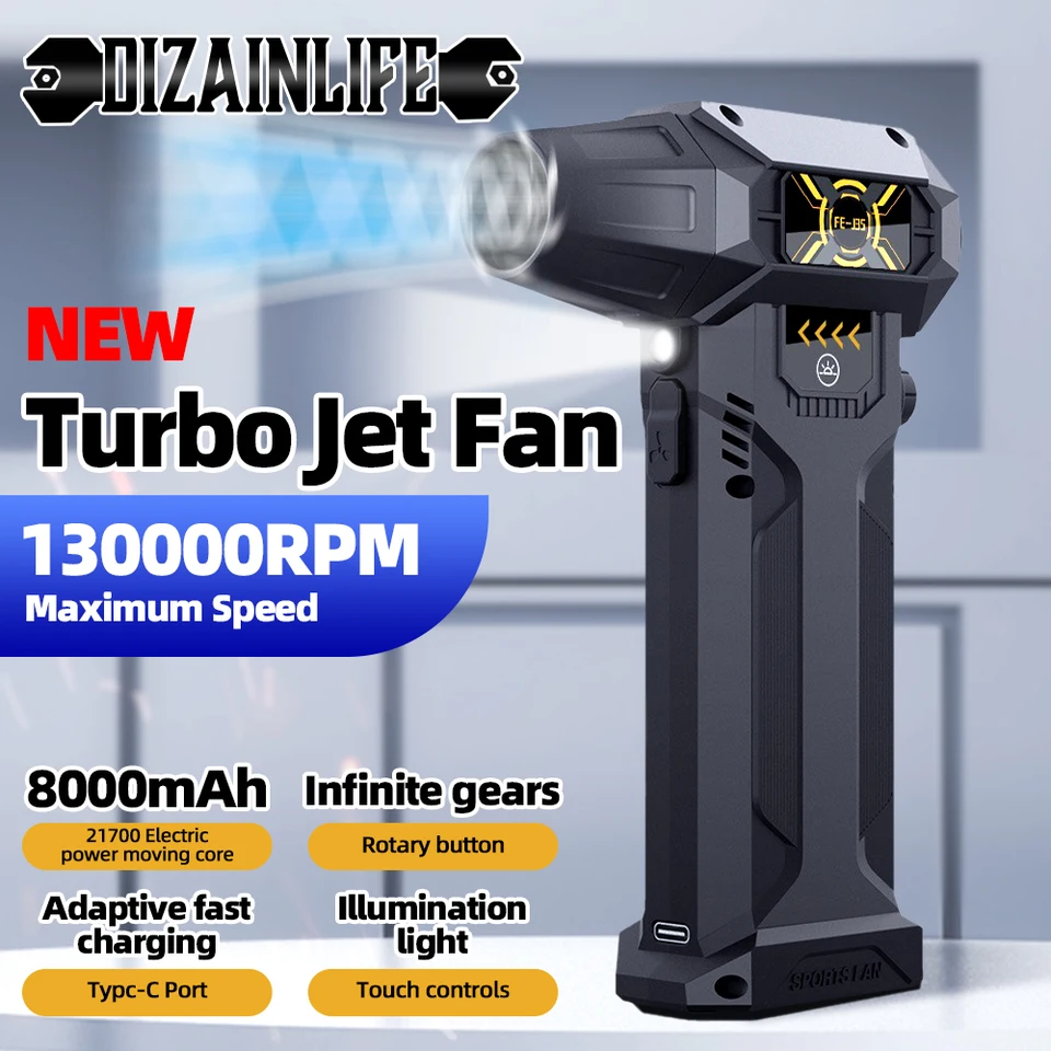 Mini turbo prúdový ventilátor 130000 ot./minpm elektrický vzduchový dúchadlo Duster nekonečne nastaviteľná rýchlosť vetra 52 m/s CAR Computer Cleaning Air Sušer