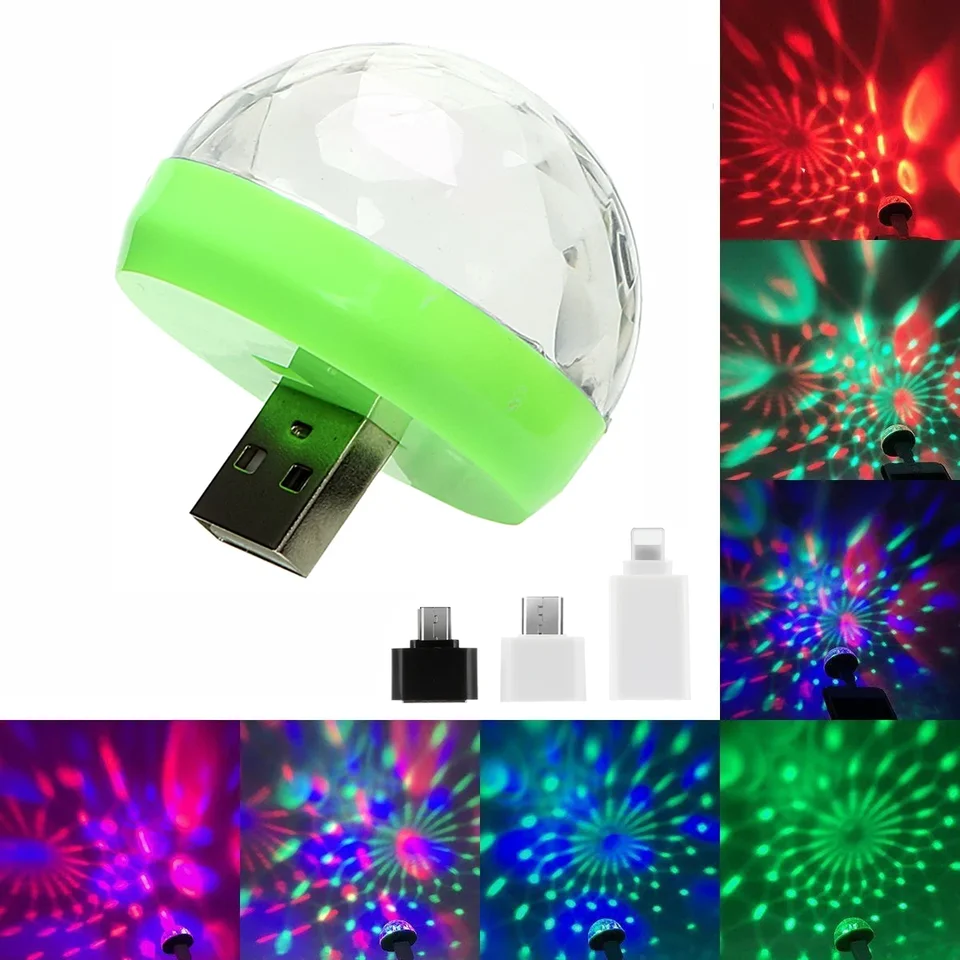 Mini USB LED auto atmosféru svetlo RGB Hudba zvukového ovládania DJ Disco Ball Lamp Domov Domov USB pre Apple Android Phone Disco Light
