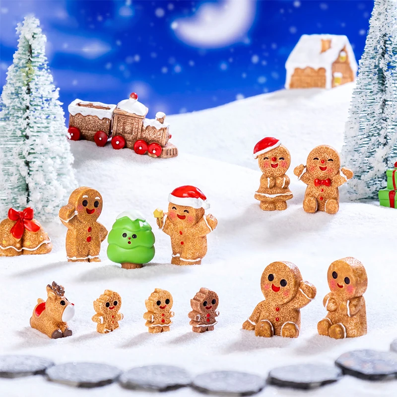 Mini vianočná ozdoba perník muž Snowman Micro Krajina Dollouse Model Interiér domáca plocha dekorácia