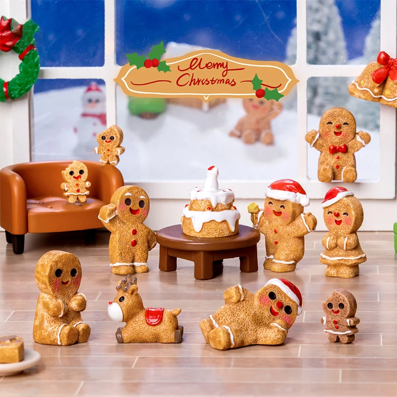 Mini vianočná ozdoba perník muž Snowman Micro Krajina Dollouse Model Interiér domáca plocha dekorácia