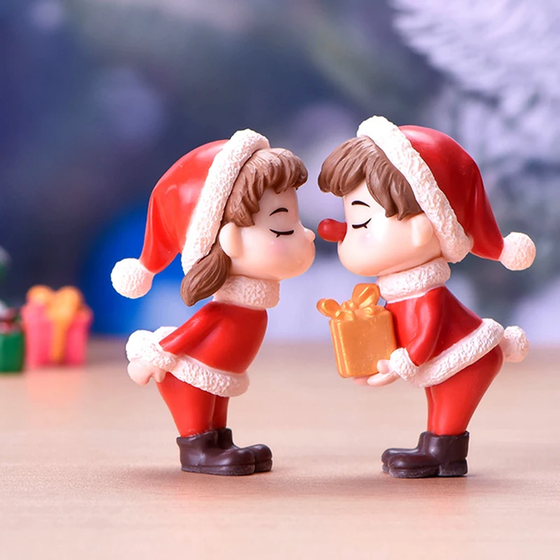 Mini vianočný pár figúrky Doll Vianoce strom DIY záhradné bonsai dekor ornament Kid