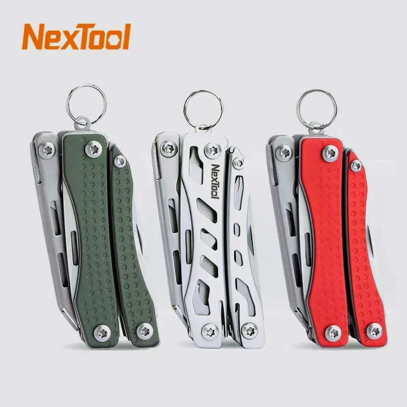 Mini vlajková loď Mini 10 v 1 MultiTool Multi -Function Tool Skladacie kliešte EDC Screwdriver Bottle Opener Outdoor Red/Green