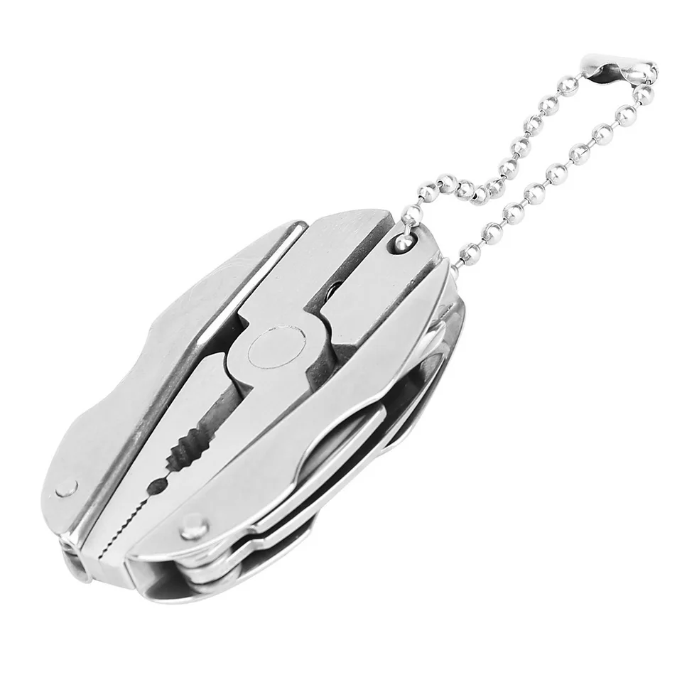 Mini vonkajší prenosný ručný náradie Viacstranné kliešte nôž noža skrutkovač Keychain Multi nástroj