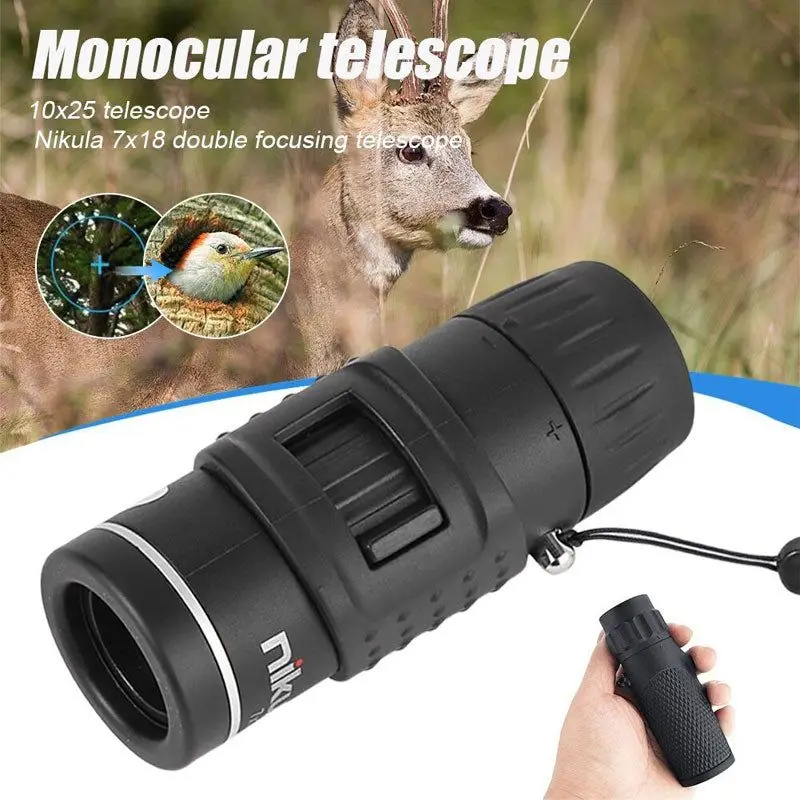 Mini vrecko Monokulárne Nikula 7x18 Dvojitý zaostrenie Telescope Handy Optics Pase pre vonkajšie kempingové rozsahy Zoom Mini Telescope