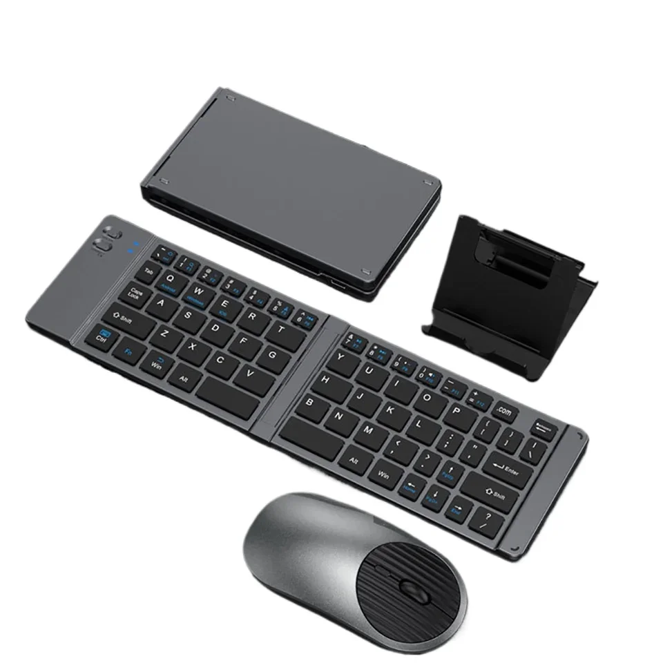 Mini Wireless Bluetooth Mobile Mobile Phone Ultra-tenký skladací 2.4G Klávesnica Mouse Set Rehargable for Windows Android iOS Harmony OS