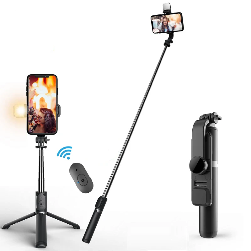 Mini Wireless Bluetooth Selfie Stick Skladateľný statív s výplňou diaľkové ovládanie uzávierky pre iPhone Xiaomi Huawei iOS Android