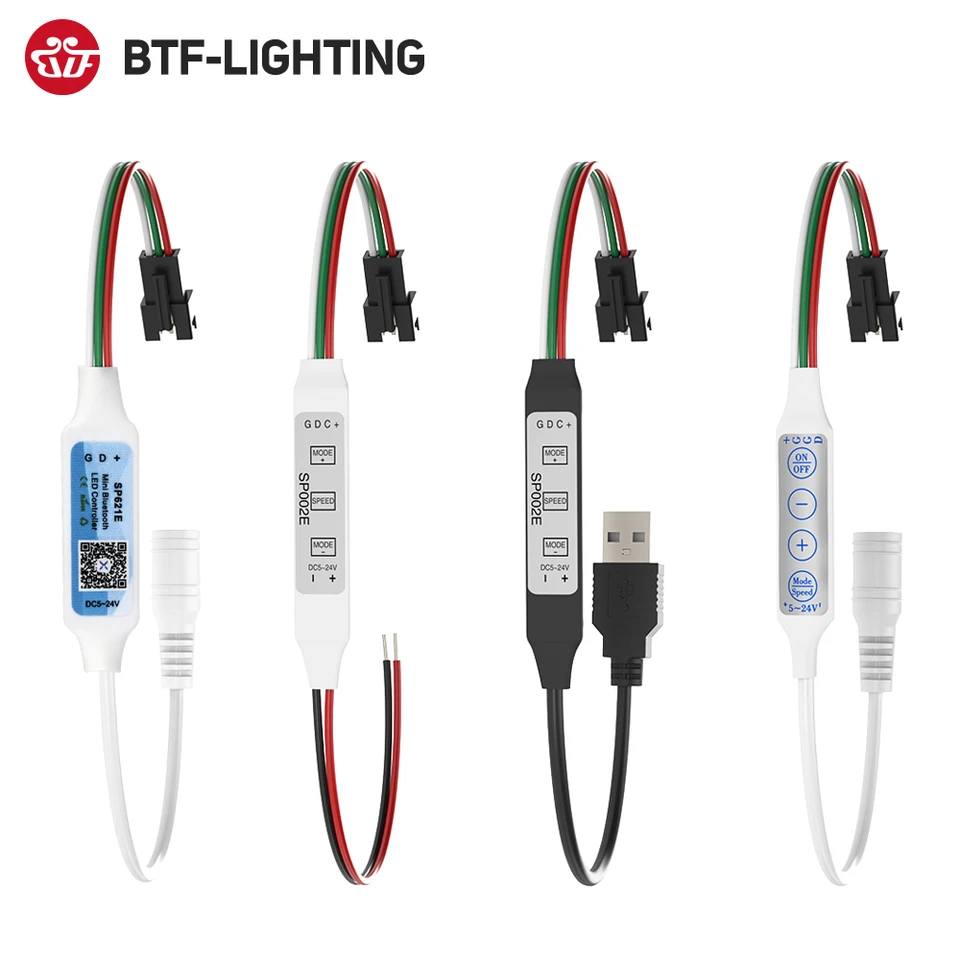MINI WS2812B WS2811 Ovládač pre pixelové LED pásové svetlo USB 3 4 Kláves WS2812 LED svetlo SLOP SP621E HUDBA Bluetooth App DC5V-24V