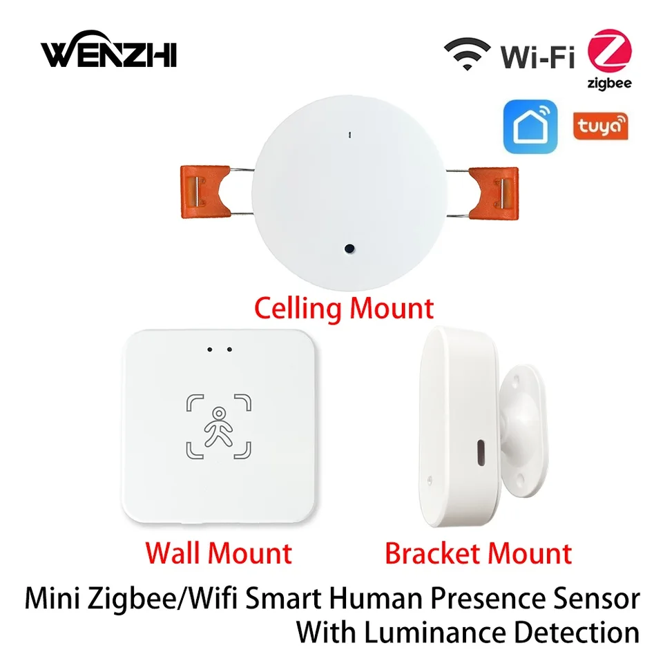 MINI ZIGBEE 3.0/WiFi MMWAVE HUMNANCE SENZOR RADAR RADAR MOH MURE S ILLEMINANCE DETEKTOR 5/110/220V TUYA SMART LIFE DIY DIY