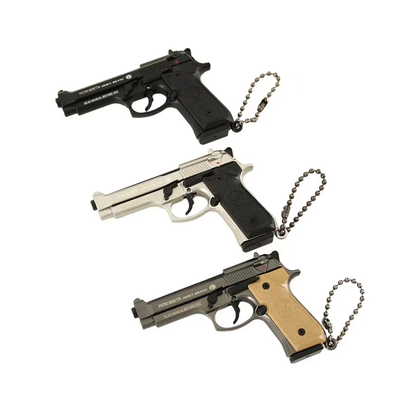 Mini zliatina Berta Pistol Model Keychain, zostava demontáže, kovová pištoľ, kolekcia Pendant Pistol, Boys Gift, New, 1: 3