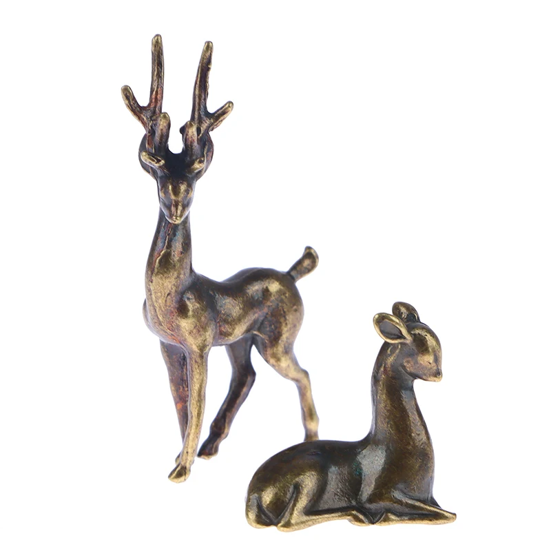 Mini zliatina medi Sika Deer Tabutrop Small Ozdoby Vintage zvieracie figúrky stolové dekorácie Doplnky domáce dekorácie remeslá
