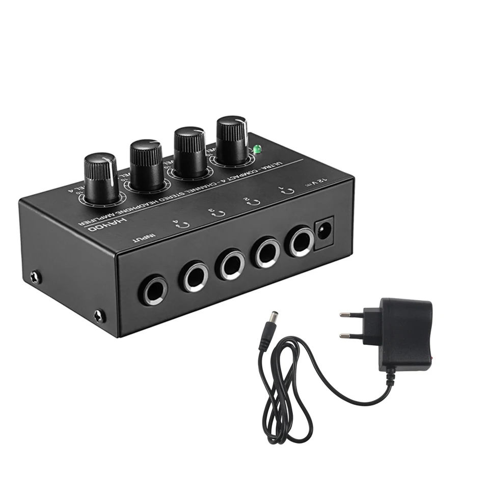 Mini zosilňovač pre slúchadlá HA400 4 kanály Ultra-kompaktný stereofónny zvukový zosilňovač s napájacím adaptérom 10MHz ZAMPON A Zosilňovač pre hudbu