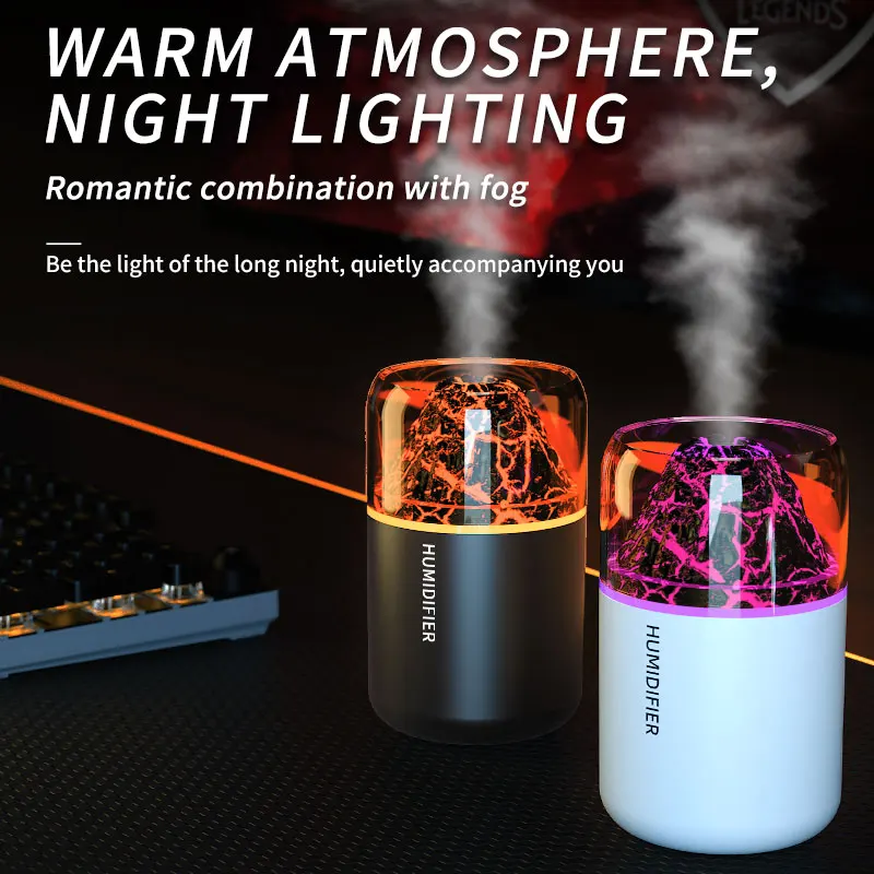 Mini zvlhčovač vzduch vzduchu 180 ml Aróma USB éterický olej Difúzor kreatívny sopka farebná svetlo hmla sprej pre domácu spálňu