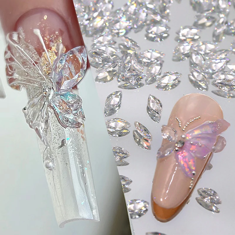 Mini ľadový kamienok 50ks/balenie nechtových kúziel, ktoré vytvárajú motýľové krídlo špeciálne farby farby, ktoré nie sú ploché dekorácie Crystal DIY