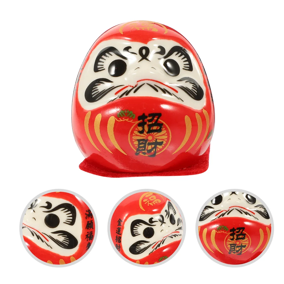 Mini šťastná dharma hračka jedinečná keramika hovoriace kaktus japonské sochy daruma