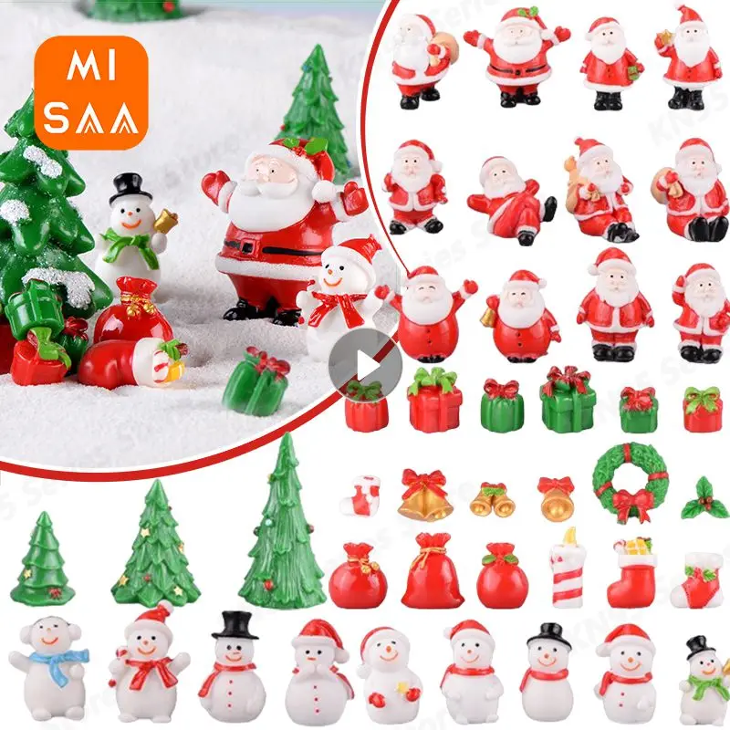 Mini živice figúrky vianočný mikropodnikový stolík vrchný displej s malým darčekom Elk santa snehuliak Bell DIY HOME VYNAKOVÉ ORAMENTY