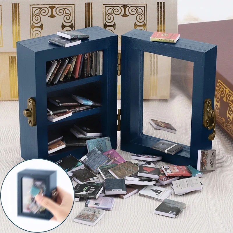 Miniatúrna drevená knižnica s 200 knihami úzkosťou reliéf hračky Fidget Hračky trasenie knižnice Senzory Hračky preč váš darček pre úzkosť