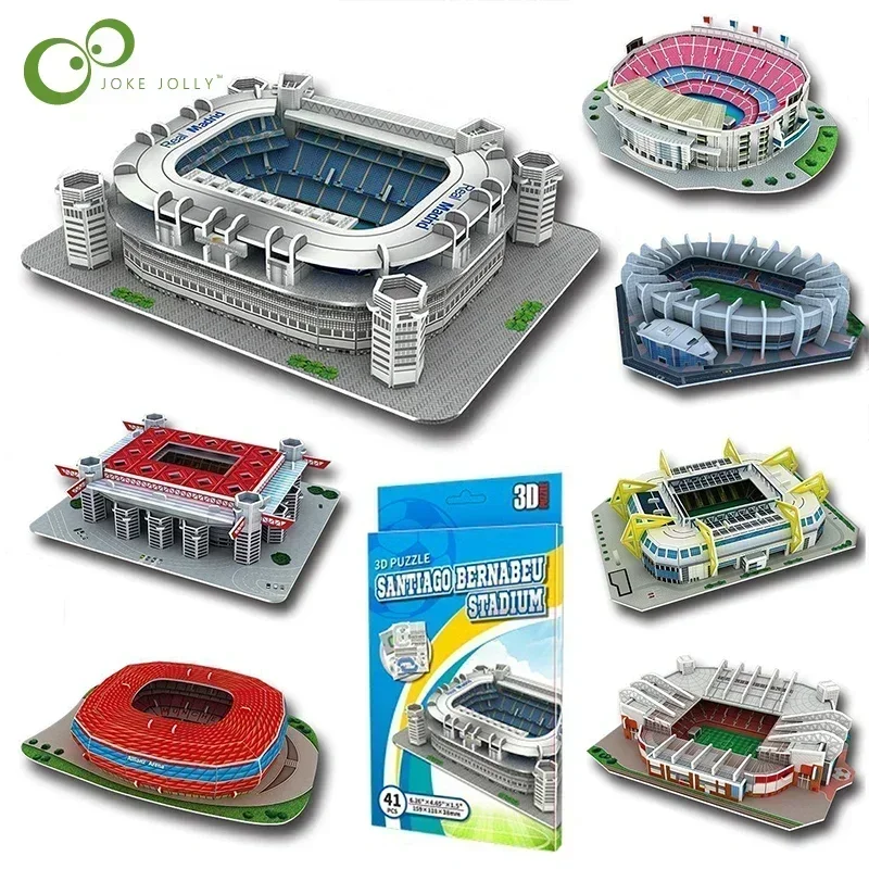 Miniatúrne futbalové ihrisko 3D DIY Puzzle svetovo preslávené štadióny Modely futbalové hračky Fanúšikovia fanúšikov