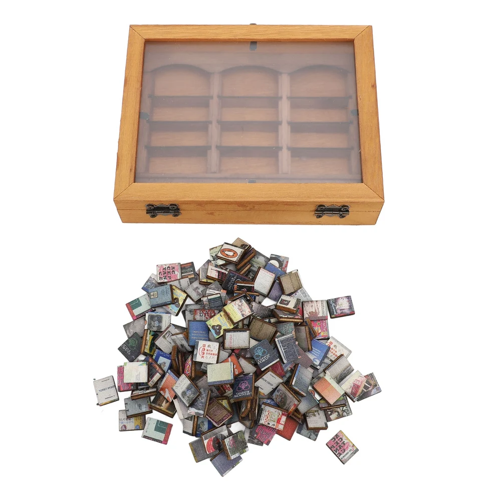 Miniatúrne knižné boxy zobrazené puzdro Štýlový miniatúrny knižnica dekorácia vynikajúca umelecká stresová zmiernenie pre kaviarni