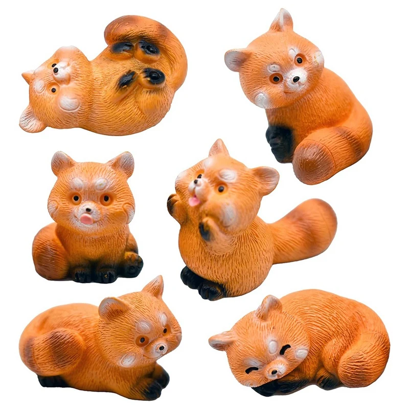 Miniatúrne malé mývalové figúrky 1 palcové karikatúry mini červené panda figures sada roztomilých živicových koláčov Toppers odolná ľahká inštalácia