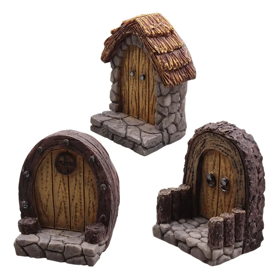 Miniatúrne záhradné dvere mikro krajiny Lawn Ornament Garden Art Decoration Dekoratívne živice dvere rozprávkové dvere pre obývaciu izbu trávnik
