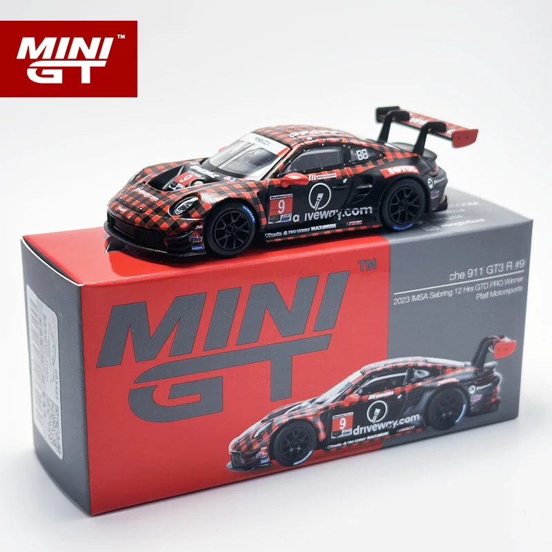 Minigt 1:64 911 GT3 R #9 GTD PRO PFAFF 2023 SEBRING 12 hodín. Víťaz MGT zliatiny Model 770