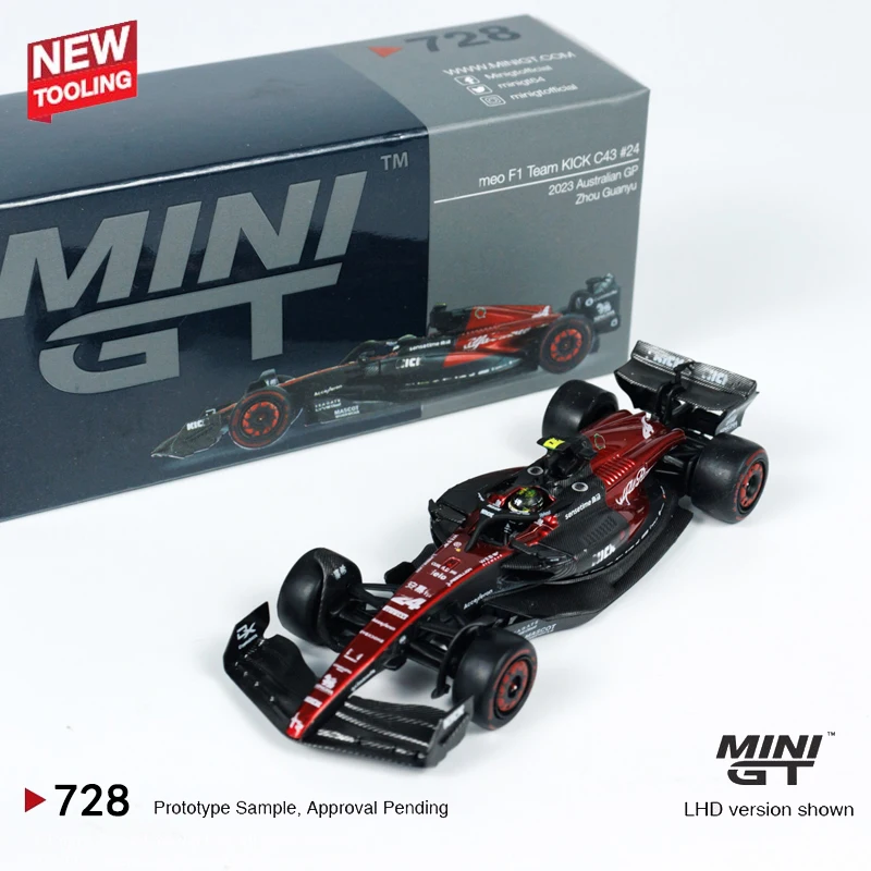 Minigt 1:64 C43 Zhou Guan Yu #77 Valtteri Bottas F1 2023 Australian Grand Prix Zliatinový závodný model 728 729