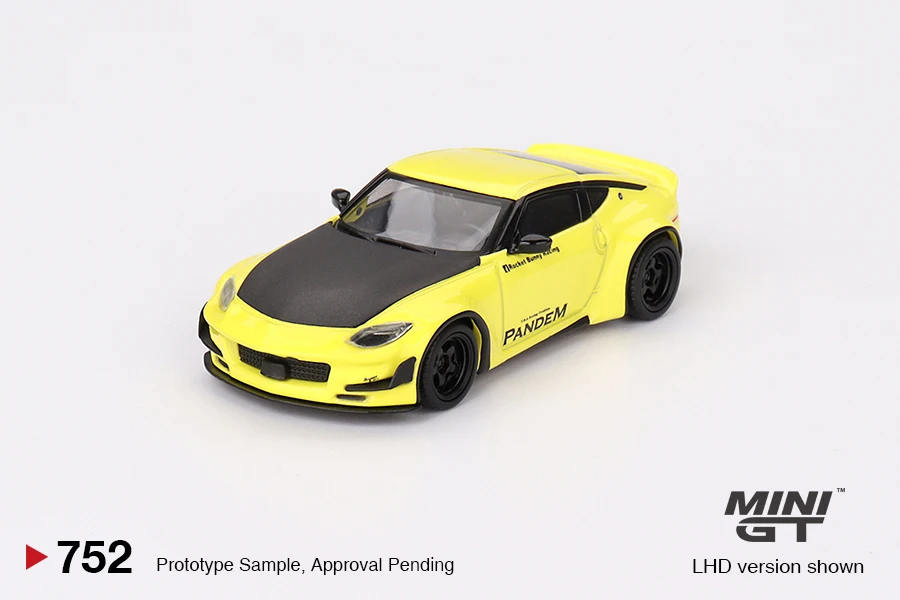 Minigt 1:64 Nissan Z Pandem Ikazuchi Yellow Mgt00752-Ch auta hračky motorové vozidlo Diecast kovový model pre deti