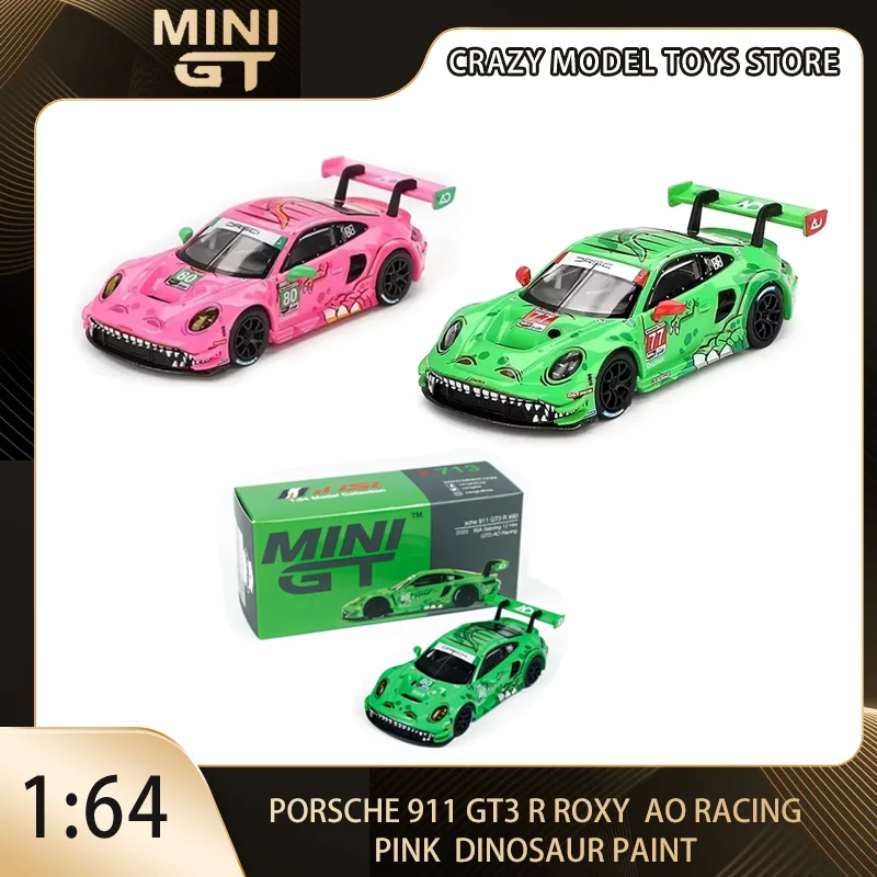 Minigt 1:64 Porsche 911 GT3 R Roxy Pink AO Racing 2023 Lamborghini Svj Virginia zliatiny zliatiny Casting Car Model vianočné darčeky