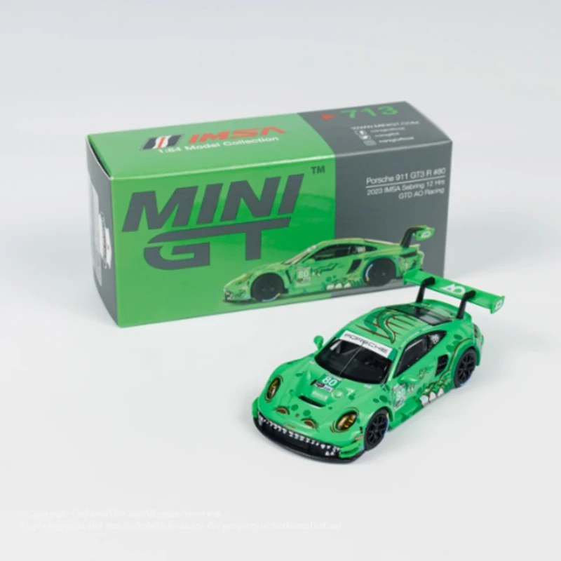 Minigt 1:64 Stupnica #713 911 GT3 Model zliatiny pre dospelých suvenír klasický statický displej zbera