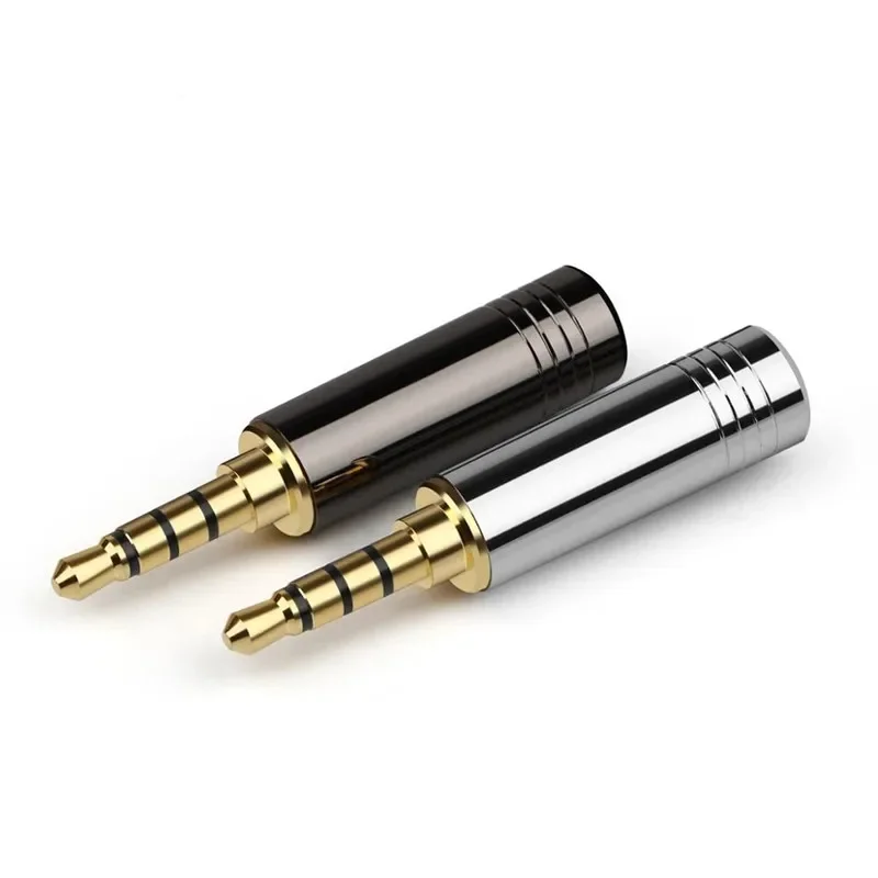 Minijack 3.5 Audio pre slúchadlá Audio 3,5 mm 4 Pole Stereo s krokmi Kovový adaptér Svetlá hliníková škrupina Hifi slúchadlá
