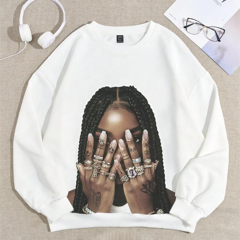 Minimalistická karikatúra Grafická mikina pre ženy okrúhly krk Mikina s dlhým rukávom Streetwear osobnosť tlačia