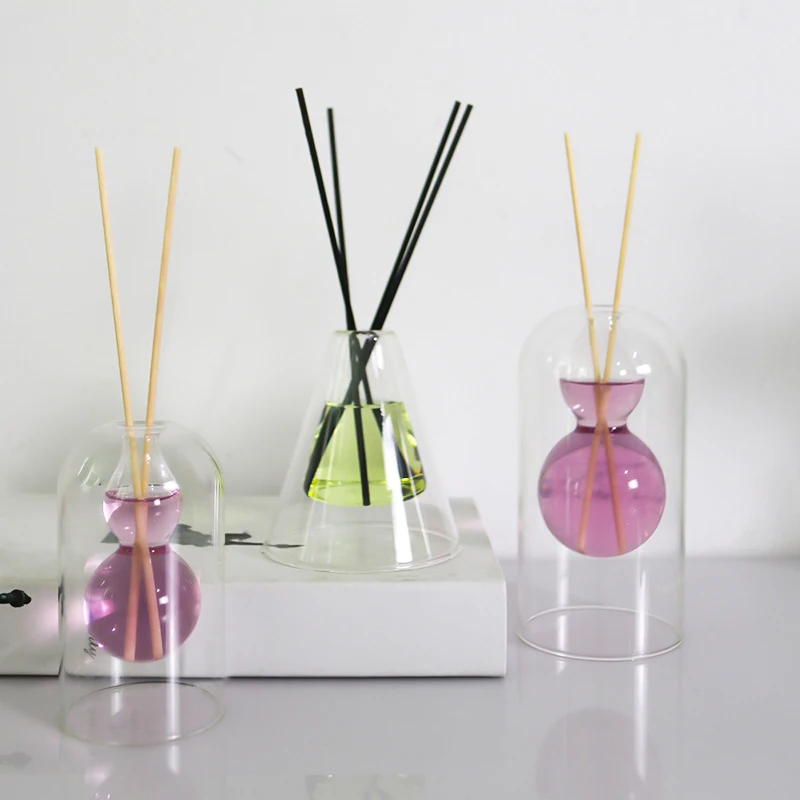 Minimalistická priehľadná sklenená fľaša aromaterapia fľaša obývacia izba kreatívna suchá kvetina dekoratívna fľaša moderná domáca dekor