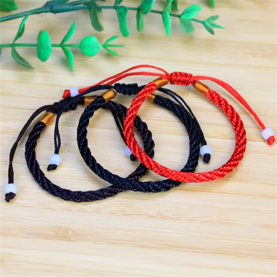 Minimalistické šťastné červené strunové vlákno kúzlo náramky Ženy Men trendy nastaviteľné priateľstvo pár pletených náramkov
