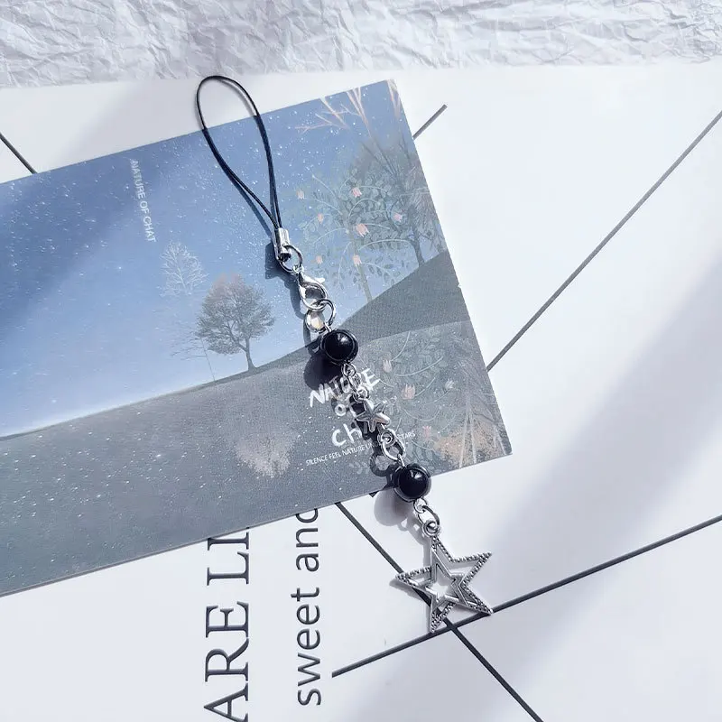 Minimalistický hviezdny telefónny remienok Y2K Metal Phone Lanyard Mobile Phone Reťazce pre dievčatá prívesok na keychain