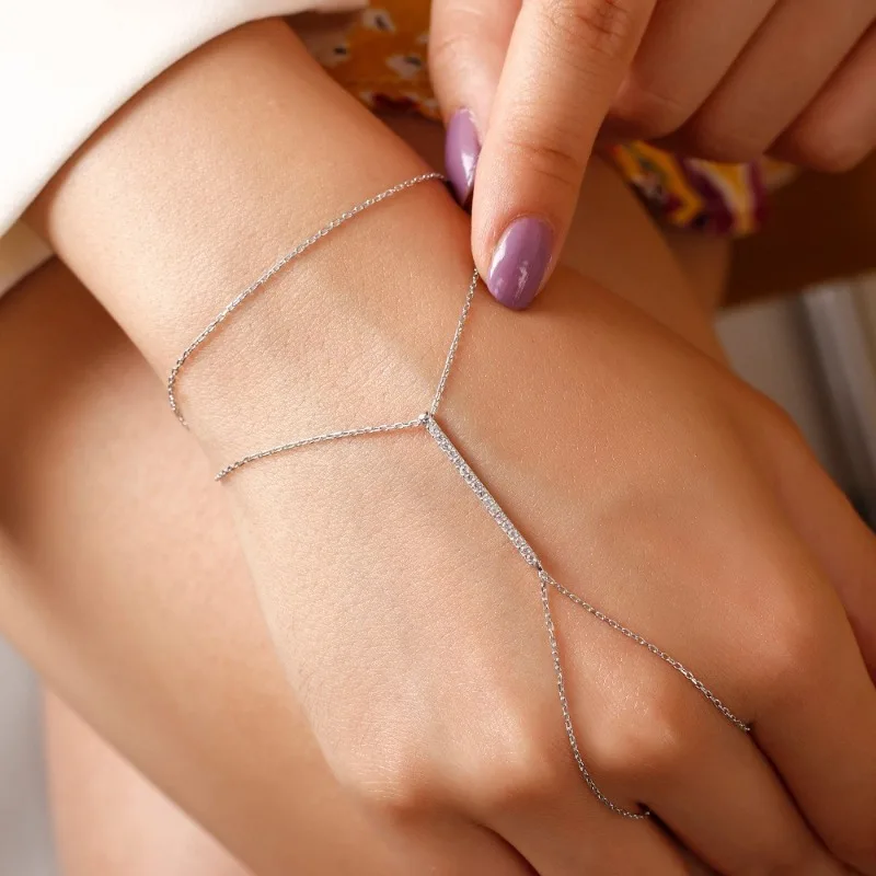 Minimalistický náramok na ručný reťazec pre ňu, letné šperky, ručne vyrábaný náramok prstov, odkaz na otrokár, príslušenstvo k telu pre ňu
