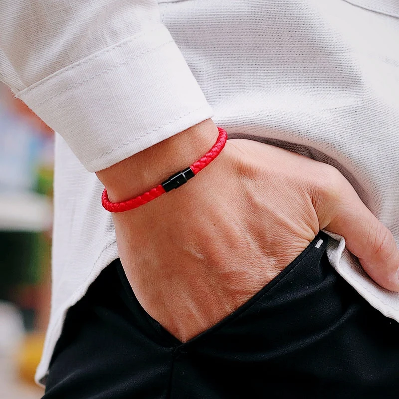 Minimalistický ručne vyrábaný magnetický náramok 4 mm dračie škála lano Braclet pre ženy Men Menov z Armband Lucky Stringjewelry Homme
