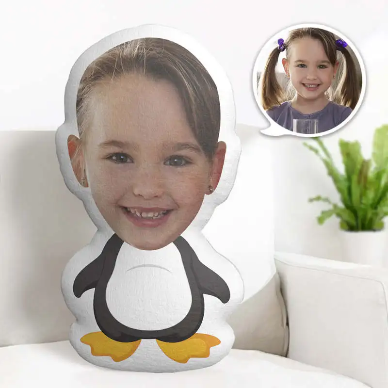 Minime vankúš vankúš na bábiky Foto tvár Prispôsobený vankúš Kreatívne nové darček hračky prispôsobené pre chlapec dievča tučniaka