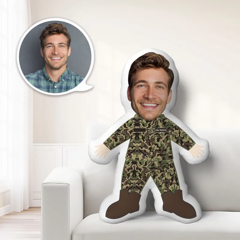 Minime vankúš vankúš na bábiky Foto tvár Prispôsobený vankúš Kreatívny personalizovaný pre chlapčenské letectvo veteránov námornej armády