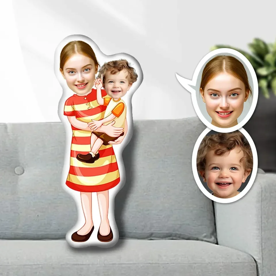 Minime vankúš vankúš na bábiky Foto tvár Prispôsobený vankúš Kreatívny prispôsobený pre chlapca dievča dieťa mama a syn matka Deň matie
