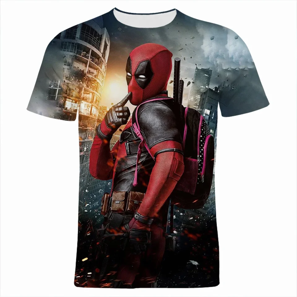 Miniso 2024 Nové letné tričko pre mužov Hrdina Deadpool 3D tlačené dámske oblečenie Cool s krátkym rukávom Detské tričká