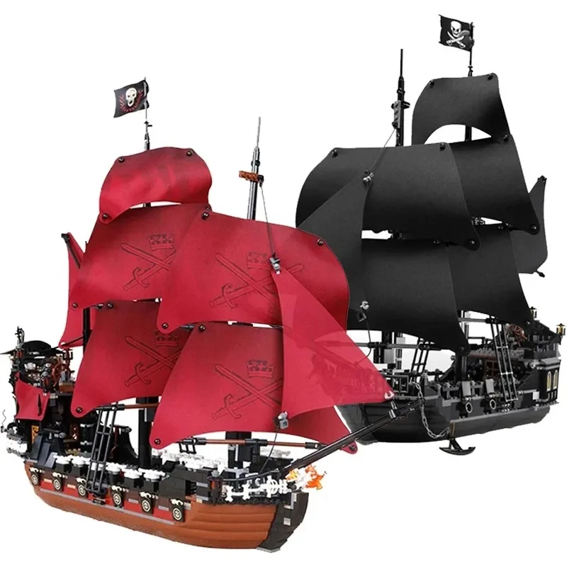 Miniso 4195 4184 Set Pirates The Black Pearl a Rolan Anne's Revenge Ship Building Model Model Zhromaždenie tehál Hračky pre deti Darčeky
