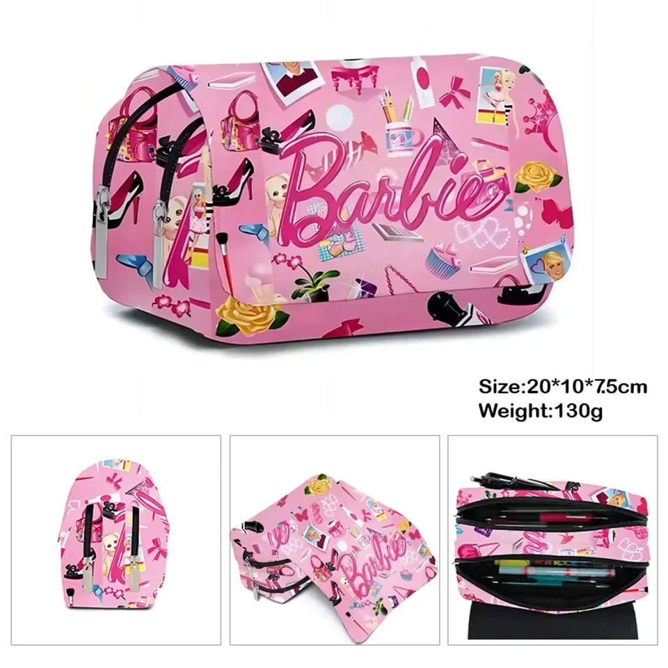 Miniso Barbie Dve rozmery tlačené školské tašky dvojvrstvové flip-top tašiek pre danú kancelársku krabicu Najlepší darček na Vianoce