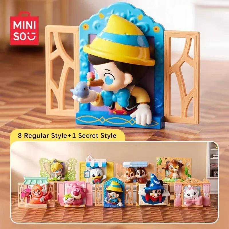 Miniso Blind Box Disney Postova známka známka Ser Ser Ser Ser Ser Serse Glow Mickey Lotso Stitch Chladnička magnetu k narodeninám Darčeky Hračky