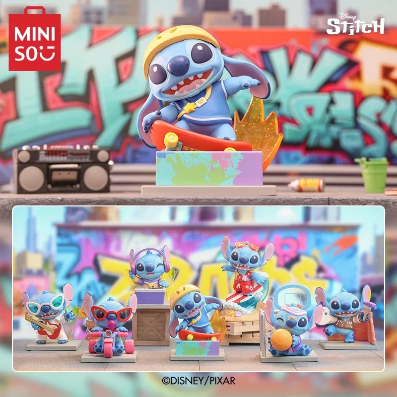 Miniso Blind Box Disney Stitch Vibant Street Series Model Dojná plocha dekorácia narodeniny darček pre deti Detská hračka Animácia